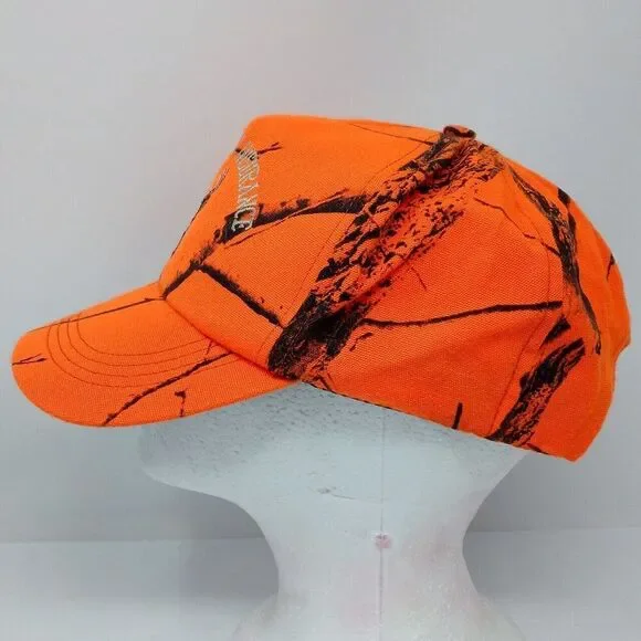 Vintage Farm Bureau Insurance Orange Camo Made in USA Snapback Trucker Hat Cap - Picture 3 of 8